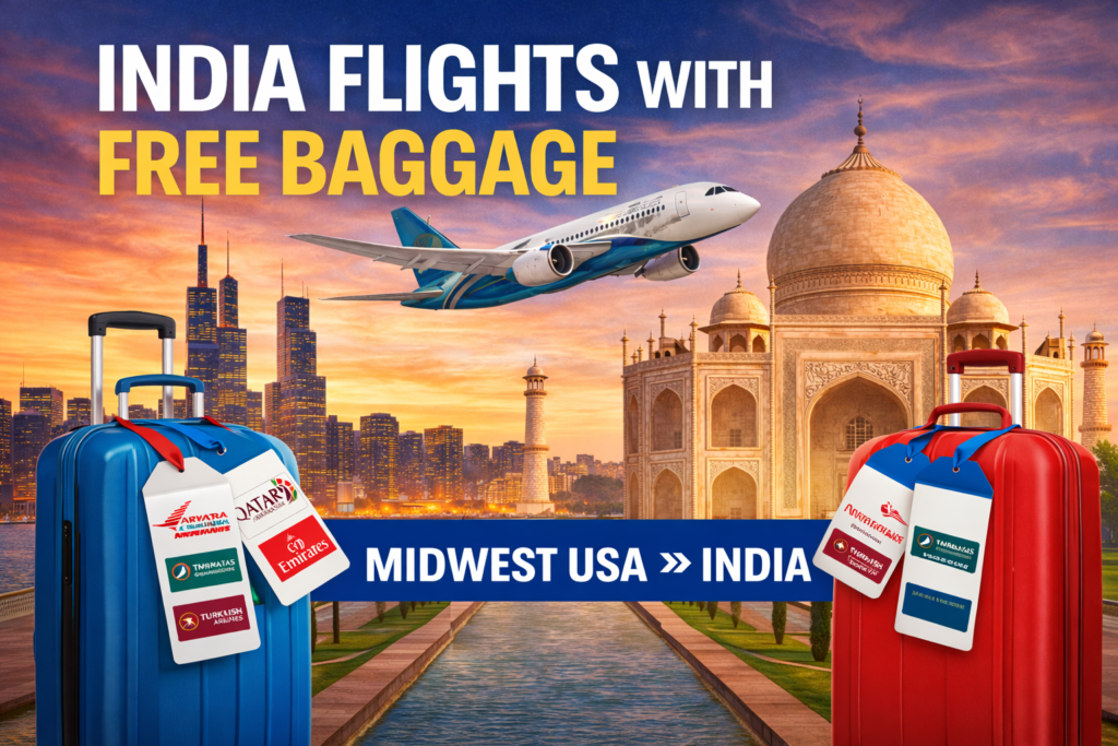 India Flights with Free Baggage Allowance from Midwest USA